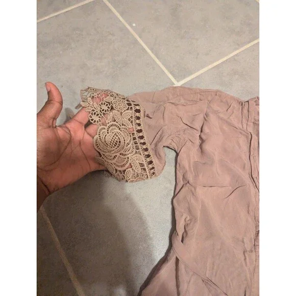 Women’s Boho Kimono Cardigan Lace Trim Open Front Tie Waist - Picture 5 of 5